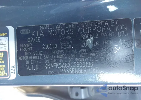 2016 Kia Forte Lx from USA, damaged, VIN KNAFK5A8XG5600136
